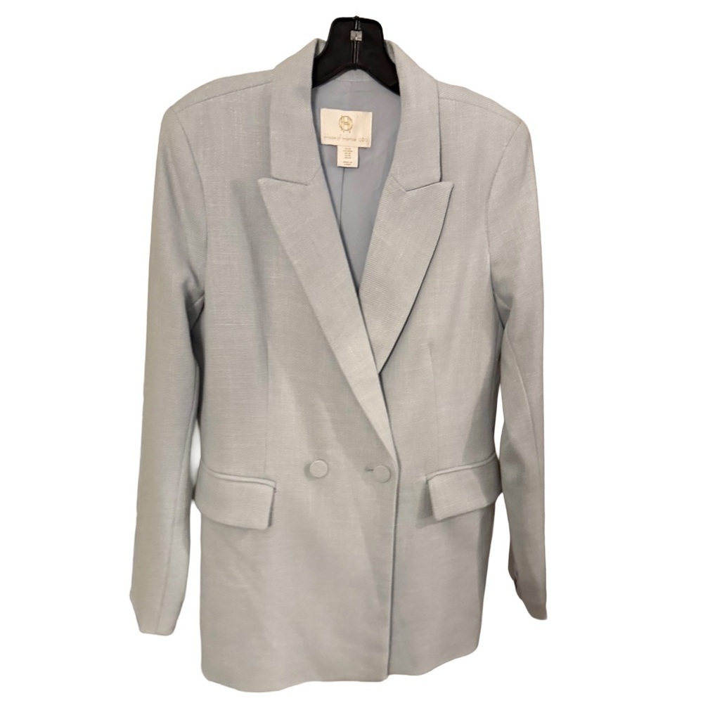 House Of Harlow 1960 Double Breasted Blazer Light Blue Tweed Sz  M. EUC